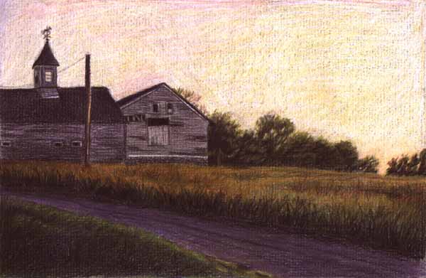 Barn colored pencil drawing