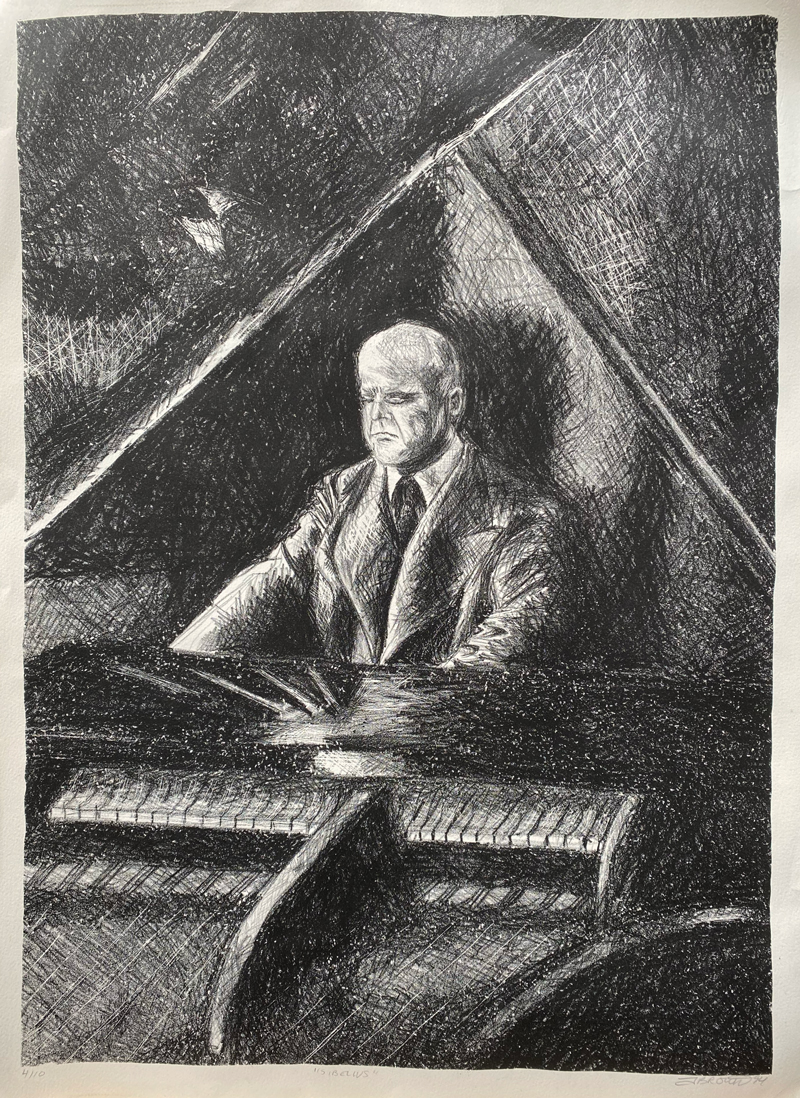 lithograph of Johann Sibelius